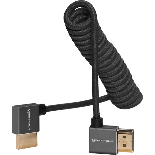 Kondor Blue Coiled Right-Angle High-Speed HDMI Cable blue